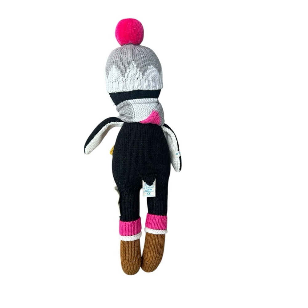 Cuddle‎ & Kind Everest Penguin Pink Gray Scarf Hat Hand Knit Plush Doll Peru - Picture 5 of 7